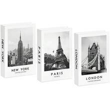 3pcs Nordic Style Fake English Text Folding Books Decor, Photography Prop, Faux Closed Book Shells For Living Room, Studio - Black and White - View 4