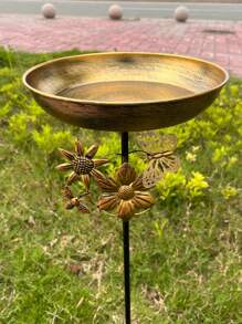 1pc Garden Metal Bird Bath, Removable Cast Iron Decorative Bird Bath With 5 Claw Base, Outdoor Hummingbird Feeder, Metal Tray And Water Bowl, Bird Food Tray, Durable Metal Construction, Suitable For Garden, Yard, Patio And Lawn, Yard Garden Decoration, Fall Decoration, Halloween, Thanksgiving, Christmas, Perfect Gift For Bird Lovers
