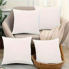 4pcs Set Modern White Decorative Pillow Covers With Zipper Closure - Machine Washable Polyester, Contemporary Design For Home, Car, Bedroom, Office | Minimalist Decorative Pillow Covers, Inserts Not Included