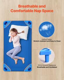 Stackable Kiddie Cot, Pack Of 6,  Portable Toddler Nap Cots, Standard Size 42" L X 23" W Daycare Cots For Kids, Preschool Classroom Daycare Beds For Sleeping, Resting, Naptime, Blue - 42" L X 23" W Pack Of 6 - View 4