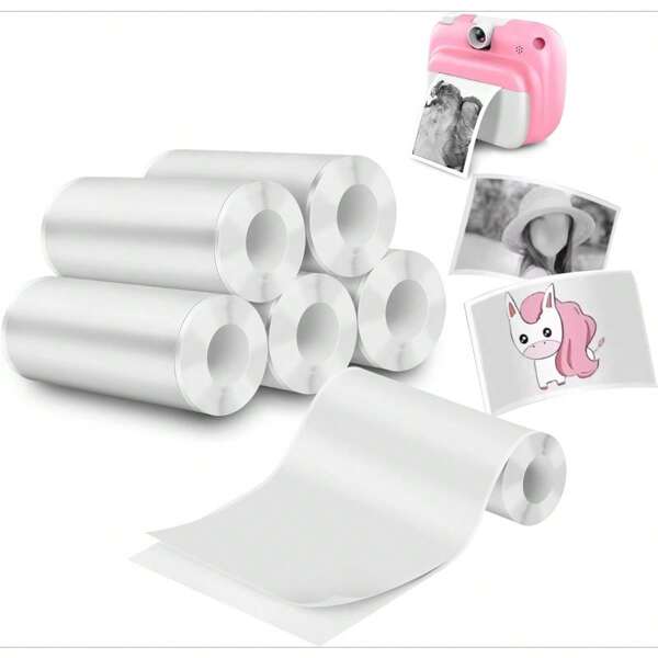 5 Rolls Instant Print Camera For Refill Print Paper - Thermal Mini Print Paper Rolls Photo Print HD Printing For Most Mini Instant Camera 57x25mm (2.24x1 Inch)