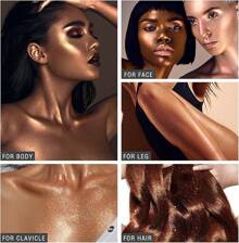 Body Glitter Spray - Bronze Body Shimmer Face, Hair & Body, Moisturizing Luminizer Glow, Quick-Drying Sparkling Glitter Spray Highlighter Makeup (04)