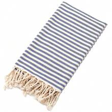 YEUZLI 1件條紋土耳其海مام沙灘巾 Fouta 快乾 XXL 毛巾 100x180cm/39*71inch 適用於水療中心、海灘、泳池、健身房和浴室 - 寶藍色 - 查看 9