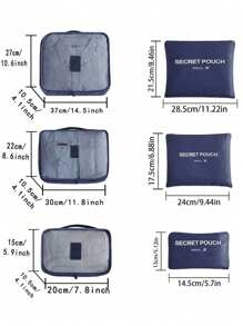 Set de 6 piezas de tamaño pequeño, bolsas de almacenamiento de viaje con gráfico de letras impermeables, sets de bolsas de almacenamiento de viaje, set de cubos de embalaje, organizadores de equipaje de viaje, bolsas de almacenamiento de equipaje de viaje, accesorios de viaje, bolsa de almacenamiento versátil y ligera, bolsa de lona a prueba de polvo, bolsas de almacenamiento de viaje, paquetes de clasificación de ropa multifuncionales, bolsas de compresión de embalaje de viaje, para el hogar y el viaje