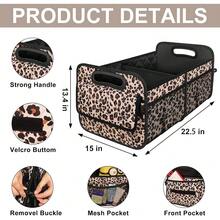 New  Car Trunk Organizer And Storage With 6 Big Pockets - 70L Waterproof Polyester Trunk Organizer For SUV, Minivan, Truck (Large, Leopard Print) - Leopard print Large - View 3