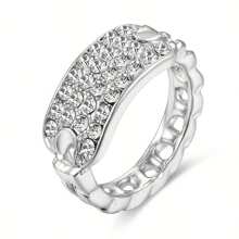 4 Row Sparkling Zirconia Elegant Promise Ring, Pave-Set Engagement/Wedding Band, Suitable For Evening Party Decoration, Gift For Loved Ones