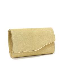 Bolso de embrague de plata para el Día de San Valentín, diseño en V con cadena metálica, con brillo y lentejuelas, bolso de fiesta para eventos, bodas y cenas, bolso de mano casual para dama