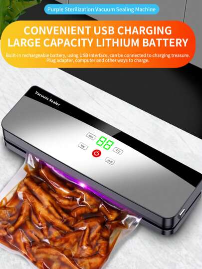 Outdoor Household Portable Vacuum Sealer Food Packaging Machine Fresh And Simple-Keeping Sealing Plastic Sealing Machine Vacuum Snack USB Rechargeable Sealer Machine