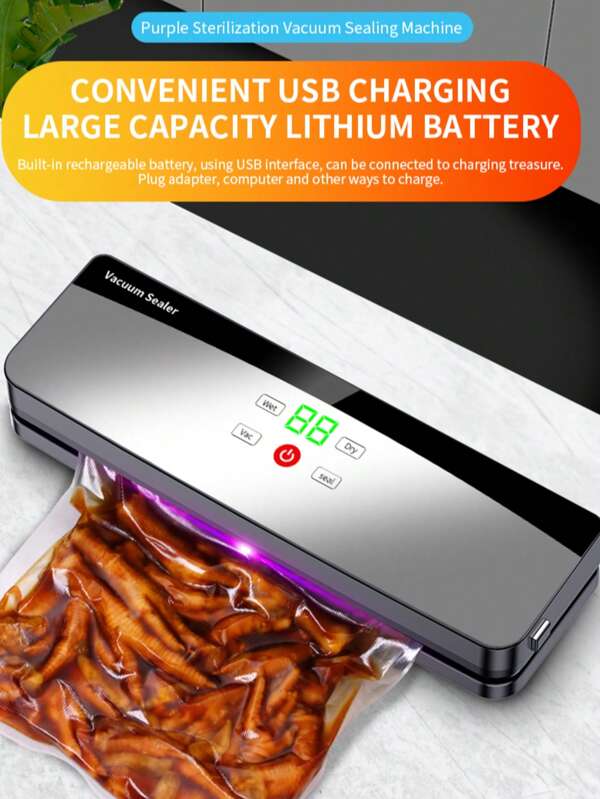 Outdoor Household Portable Vacuum Sealer Food Packaging Machine Fresh And Simple-Keeping Sealing Plastic Sealing Machine Vacuum Snack USB Rechargeable Sealer Machine