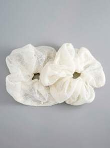 1pc French Faux Pearl Coil Hair Scrunchie, Solid Color High Elasticity Hair Ties, Ponytail Accessories, Lace Hair Bows, Hair Accessory ,Hair Accessories