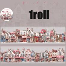 1 Rollo/Bolsa de Cinta, Serie Casa Extravagante, Cinta PET con tema de Casa Vintage y Pueblo, Suministros para Scrapbooking, Accesorios de Cuaderno, Decoración para Cuaderno, Marco de Foto, Funda de Teléfono, Vaso, Revistas de Chatarra, Caja de Artículos de Papelería DIY, Pegatinas Personalizadas, Útiles Escolares, Vuelta al Colegio