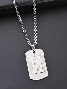 1件不锈钢双层26个英文字母吊坠项链，嘻哈项链