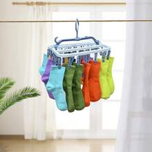 NetHong 32 Peg Dryer Washing Line Airer Clothes House Underwear Socks Pants Hanger - Blue - View 2