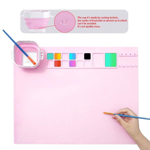 Felpudo de silicona reutilizable y grueso, lavavajillas, set de tapetes de silicona para pintura al óleo, apto para pintura DIY, suministros culturales y creativos, útiles escolares, de vuelta a clases