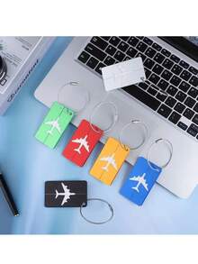 2-4pcs Aluminum Luggage Tag Set, Simple Plane Pattern, Stainless Steel Loop, Airplane Boarding Tags For Travel Carrying Identification, Travel Essentials|Stainless Steel Loop| Luggage Tag, Luggage Tags - MultiWarna - View 6