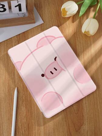 猪可爱猪卡通动物图案平板电脑保护壳，兼容 iPad 9.7/10.2/10.5/10.9/12.9/Pro 11、第 10 代，兼容三星 Galaxy Tab S6 Lite 10.4 英寸，兼容 Kindle Paperwhite 第 12 代 2024，Kindle（第 11 代）2022 年发布，柔软防摔保护，智能支架/自动唤醒/睡眠