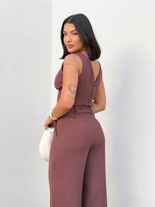 Marrant Lívia Top And Pants Set Women's Fashion Style - Moca - Ver 8