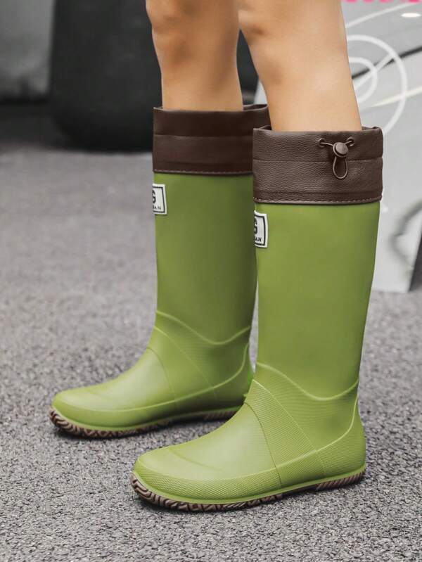 Botas de lluvia plegables y portátiles, botas altas impermeables versátiles para exteriores con exterior suave, para acampada, zapatos de vadeo para parejas