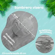 GRUPO CARNAVALLIA Sombrero Cazador Capa Solapa Ala Ancha Protección Solar - Gris Claro - Ver 3