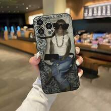 A Black Phone Case With A Cartoon Monkey Design That Is Shockproof, Suitable For Iphone 16, 11, 15, 14, 13, 12 Pro Max XR Plus. - Black - View 8