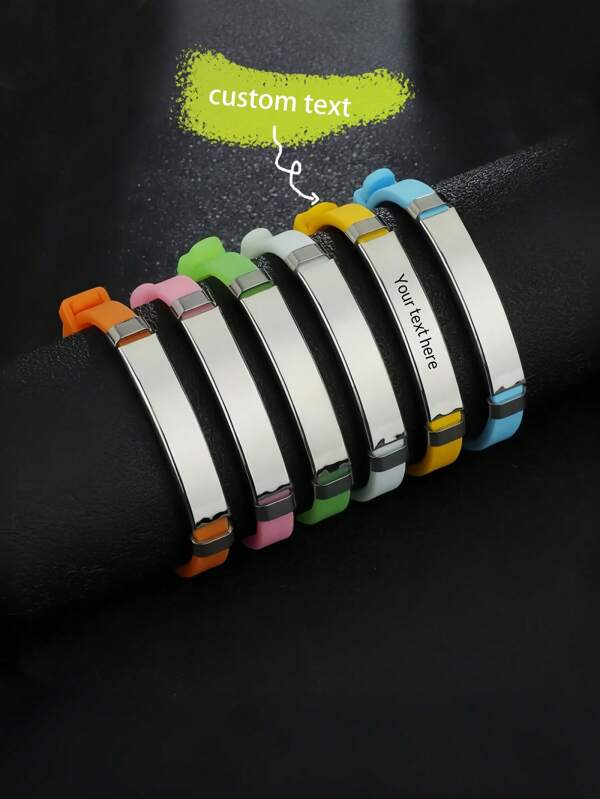 Personalisierbare Name-ID individualisierbare Edelstahl Sicherheits-Silikonarmband für Teenager Sommerwichtige Accessoires | Kinder & Teenager Modelle | Abschlussgeschenke | perfekt für den täglichen Gebrauch