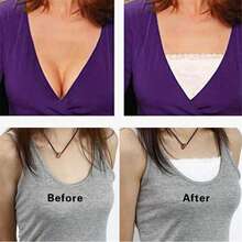 Women Lace Camisole Clip-On Mock, Snappy Bra Insert Overlay Modesty Panel Vest, Solid Color Cleavage Cover, Pack Of 3 - Multicolor - View 3