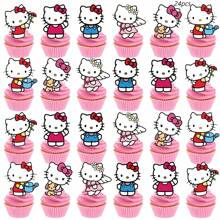 Sanrio Sanrio Hello Kitty Cupcake Toppers, Hello Kitty Birthday Decorations,Hello Kitty Theme Party Supplies