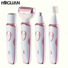 4-In-1 Women's Electric Epilator/Women's Multifunctional Electric Epilator Set/Women's Bikini Trimmer/USB Rechargeable/Can Be Used For Removing Pubic Hair, Eyebrows, Nose Hair, Face, Legs/Portable, Gentle, Gift For Women, Mother's Day Gift, Battery Capacity 500mAh - Pink - View 12