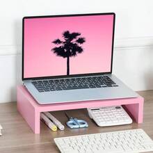Pink Monitor Stand Riser,  Wood Monitor Riser With Storage For Desk Small Monitor Stand TV/Screen/PC/Laptop Riser Computer Stand Desktop Shelf (Pink-14. 2 Inch) - Multicolor - View 4