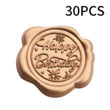 30 Pcs Self-Adhesive Wax Seal Stickers, "Happy Birthday" Pattern , 9 Color Choices, For Birthday Party Invitations, Envelopes, Gift Decorations, Souvenirs, Christmas Cards, Gift Wrapping,School Supplies,Back To School