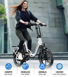 WIND HORSE 16" Electric Bike For Adults, Folding Ebike With 630W Peak Motor, 25MPH, 35Miles Range, Removable Battery, Suspension, Dual Disc Brake, LED Display, Electric Bicycle For Commuter Black