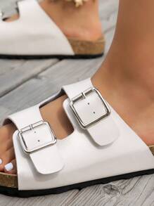 Women's Retro Open-Toe Sandals, Fashionable Double-Button Breathable Beach Sandals With Adjustable Laces, Suitable For Both Indoor And Outdoor Wear Classic Sandals - White - View 5