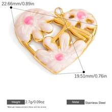 不锈钢 18K 镀金油滴花园心形甜美粉色珠宝制作吊坠套装，适合 DIY 项链、手链、耳环
