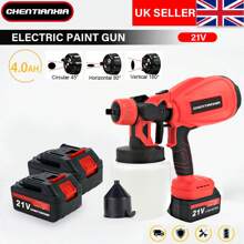 1000ML Cordless High Pressure Spray Gun Paint Sprayer With 2 Batteries Red TU2 ,21V 2x2000mAh Batteries Includesfor House Painting/Home Interior And Exterior/Wood/Walls/Furniture/Fence/Door