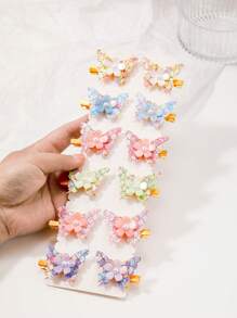 2pcs Colorful Sequined Cute Butterfly Hair Clips, Decorative Hair Accessories, 3D Butterfly Hair Clip Set, Alloy Butterfly Hair Clips With Rhinestone Decor