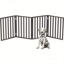 Pet Gate - 4-Panel Indoor Foldable Dog Pen, Suitable For Stairs, Hallways, Or Doorways - 72x24-Inch Retractable Free-Standing Iron Dog Gate, Local Warehouse, Spring And Summer,Outdoor Dog Cage - màu đen - Xem 1