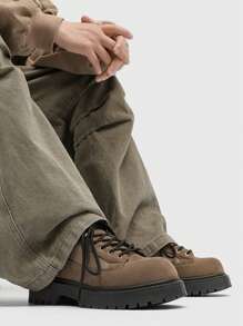 Chaussures Oxford formelles à bout rond épais, style britannique à lacets pour hommes. Parfaites pour les fêtes, les mariages, la mode casual. durable.