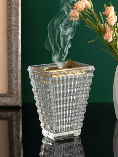 1 pezzo/set Bruciatore di incenso in vetro tondo a onde, vaso in vetro trasparente, porta candele decorativi per atmosfera romantica per matrimonio, anniversario, adatto per matrimoni, celebrazioni, feste aziendali, hotel, club, bar, festività importanti, scuole, chiese, ecc., può essere usato come regalo per amici, laurea, migliore amica, regalo per donne, regalo invernale