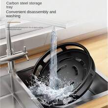 3 TIER 360° ROTATING SPICE RACK ORGANIZER METAL KITCHEN SEASONING JARS SHELF UK - Black - View 6