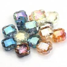 30 Peças/Pacote 9*12mm Oval 12mm Contas de Vidro de Trevo de Quatro Folhas, Contas Soltas Eletrorrevestidas para Acessórios de Joias DIY, Chaveiros, Encantos de Celular