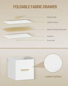 HEXCELEN Bedside Table, Side Table With Open Compartment, Narrow Bedside Table With 2 Fabric Drawers, Modern, For Bedroom, Living Room, 30 X 24 X 60 Cm, White - 白色 - 查看 7