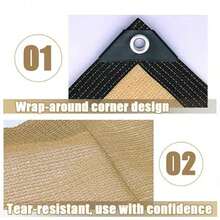 Kolorowe paski, gęsta, oddychająca, odporna na śnieg, wielofunkcyjna siatka śnieżna do użytku na zewnątrz, gęsta, z ochroną UV, odporna na śnieg i mróz, odpowiednia na tarasy, pikniki, wiaty samochodowe, ogrody, balkony, pawilony korytarzowe, plaże, dziedzińce i dachy, łatwa w montażu, wzmocnione narożniki, trwałe i wytrzymałe krawędzie.