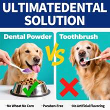 Poudre dentaire pour chiens - Poudre de nettoyage des dents pour chiens - Poudre dentaire pour chiens - Soins dentaires pour chiens - Poudre anti-plaque et anti-mauvaise haleine pour chiens - Fournitures de soins dentaires pour chiens de petite, moyenne et grande taille - 200 g / 7,055 oz