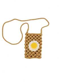 Korean Fashion Crossbody Bag, Mini Flower Decoration Straw Bag Wallet Shoulder Bag Mobile Phone Case Crossbody Bag Mobile Phone Bag, Clutch Mobile Phone Case Bag, Lightweight Modern Business Credit Card Id Card Cash Mobile Phone Wallet, Business Casual Teacher's Day Teacher Gift, Suitable For Work, Commuting, Travel, Holiday Vacation, Anniversary Birthday Valentine's Day Gift, Women's Gift