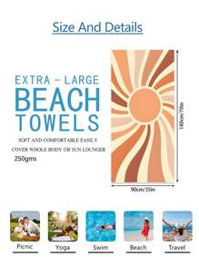 1 Stück sonnige Mikrofaser-Strandtuch, ohne Sand, leicht, überdimensioniert, schnelltrocknend für Erwachsene zum Schwimmen, Schwimmbad, Camping, Yoga, Reiseaccessoires, Urlaubssachen, Strandutensilien
