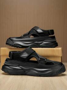 (Couples Style) Unisex Outdoor Sports Sandals, Thick Sole Casual Business Beach Shoes, Breathable Mesh, Adjustable Hook And Loop Strap, Size 36-45