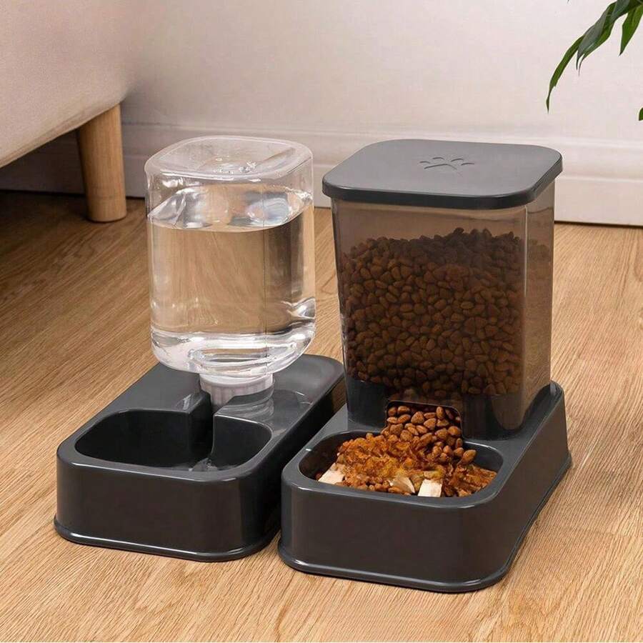 1 件套宠物喂食器和饮水器套装,大容量自动宠物食品和水碗,方便清洁,适用于猫、狗、兔子、松鼠和其他中小型宠物 - 深灰色 - 查看 1