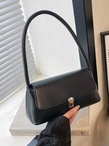 Borsa a bauletto vintage in pelle PU morbida con decorazione in metallo a forma di conchiglia, borsa a spalla da donna, nuova borsa da donna, borsa piccola, borsa a tracolla, borsa quadrata piccola