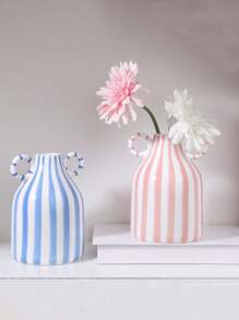 1 Stück minimalistischer Vase für zwei Ohren, Europäischer vertikaler gestreifter Stil zylindrische Blumenvase, Heimdekoration für getrocknete/frische Blumen, geeignet für Zuhause, Schlafzimmer Nachttisch, Eingangsbereich, Tisch, Geschenk für Freunde