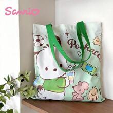 Sanrio [Produit favori des acheteurs] 1 sac en canevas Sanrio Hello chat édition limitée, motif simple et mignon. Grand sac à l'épaule pratique pour étudiants. Sac fourre-tout super mignon avec Kuromi, My Melody, Cinnamoroll. Sac à l'épaule pratique pour étudiant, sac de rangement.